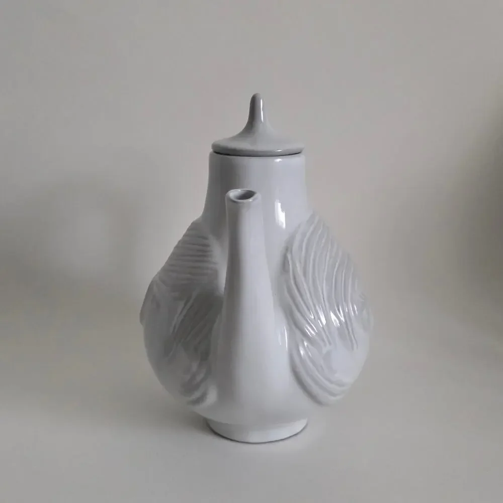Jonathan Adler Utopia Boy & Girl Two Face Teapot Gray w/ Lid Retired